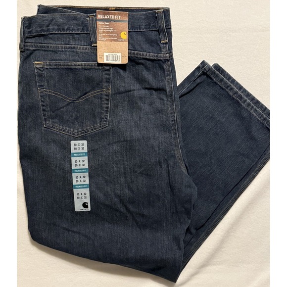 Carhartt Other - Carharrt Men's Relaxed Fit Straight Leg Holter Jeans Blue Button Fly Size 50x32